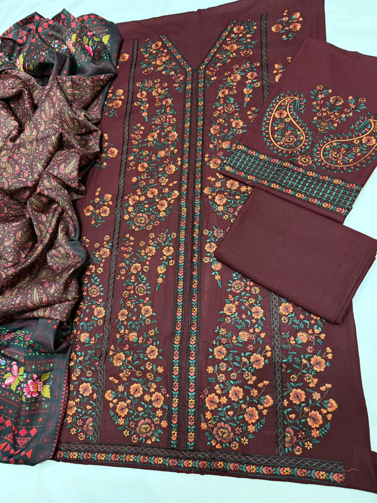 Brand: Ramsha Code:5018 Fabric: Pure Wool Dhanak